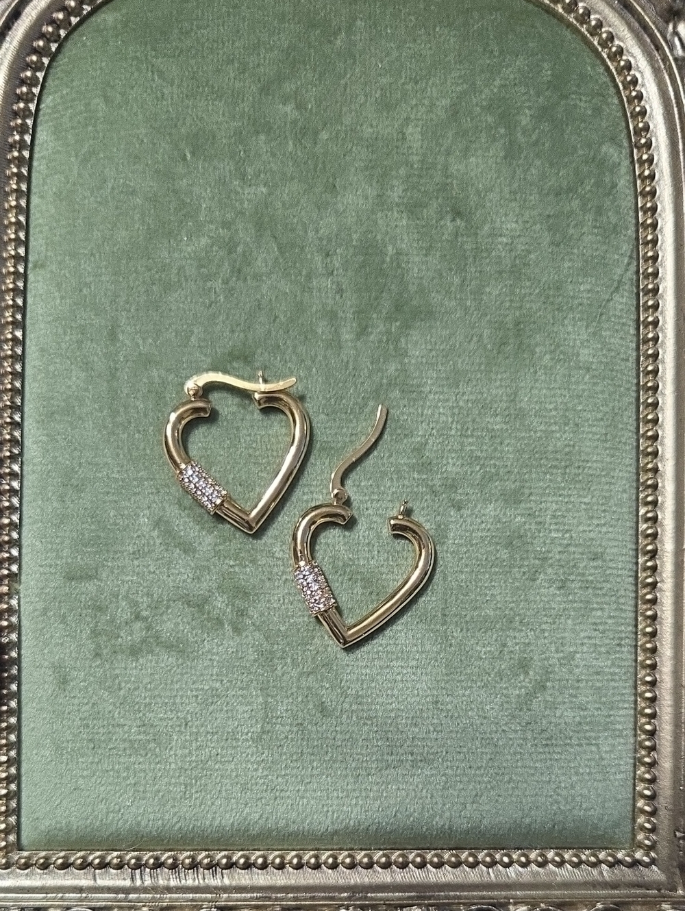 Sterling Forever 14K GP Brass Open Heart Shaped CZ Accent Hoop Earrings